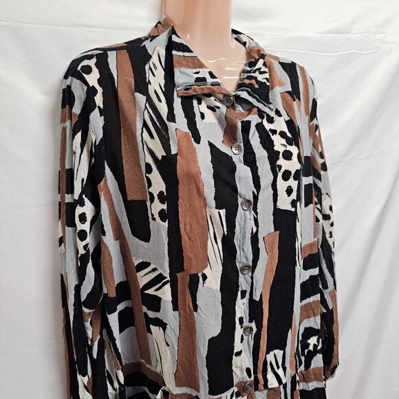Chalet et ceci Button Up Asymmetric Top Shirt Women Size L - Picture 2 of 15